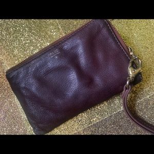 FOSSIL DEEP BERRY WINE GOLD BRASS BUTTERY LEATHER WRISTLET Wallet GORG LUX SMALL